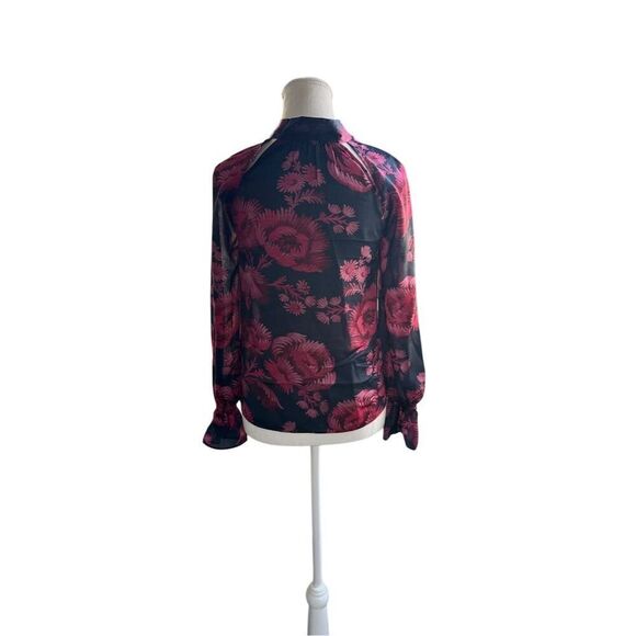Ted Baker London Women's Floral Blouse Size 0 Multicolor Long Sleeve Tie Neck - Picture 3 of 16